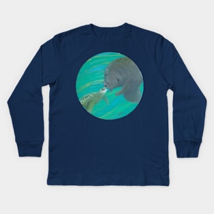 Ocean Friends Manatee and Sea Turtle Kids Long Sleeve T-Shirt